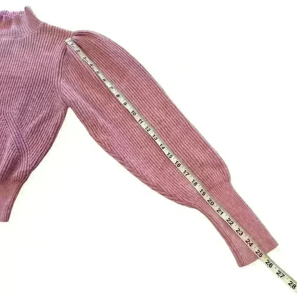 Philosophy Women’s Sweater Size Small Puff Shoulder Mock Neck Pink Flirty Girly - Picture 4 of 7